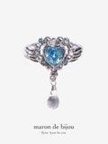 Angel Heart Tear Ring / Silver × Blue