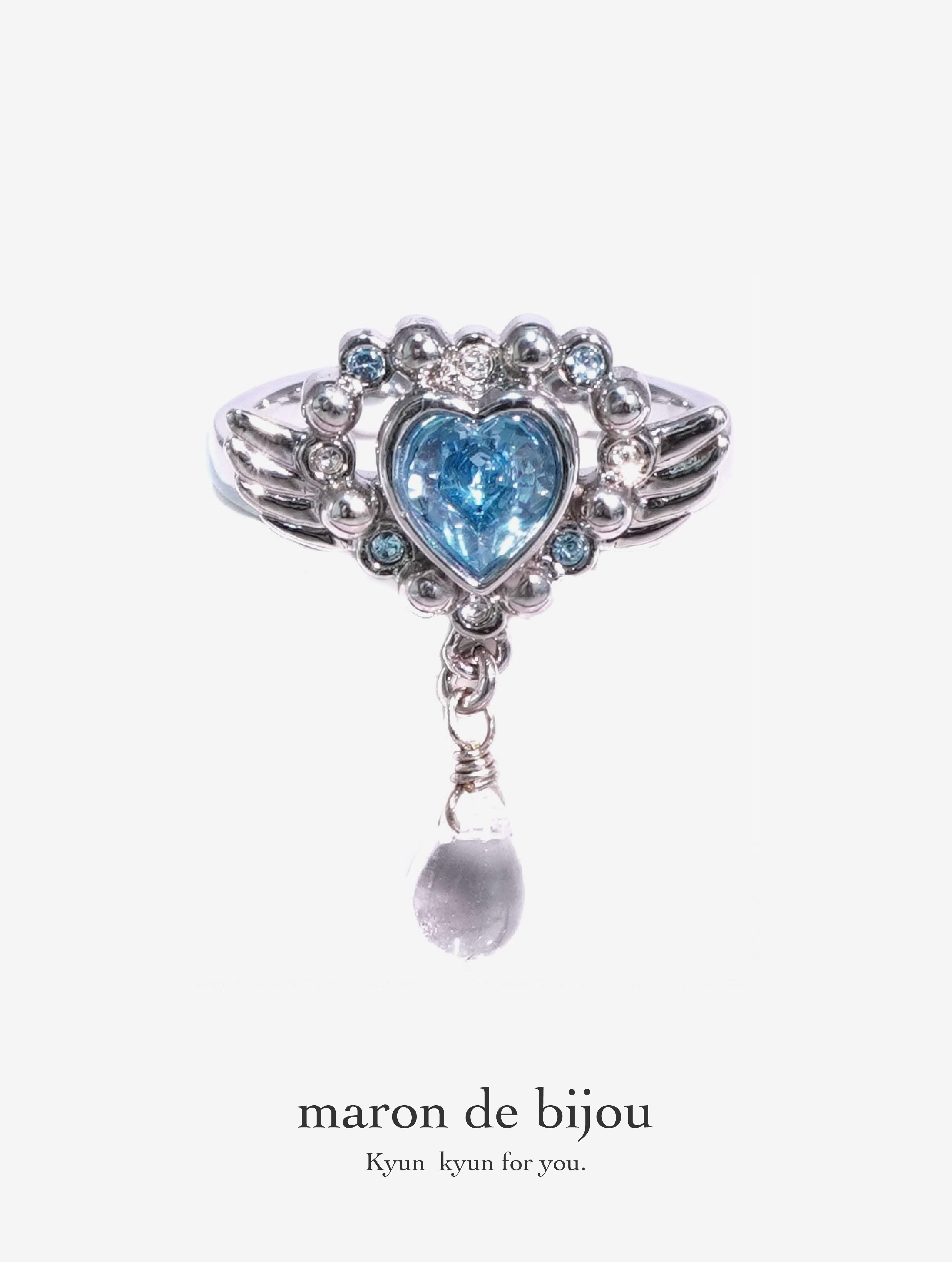Angel Heart Tear Ring / Silver × Blue