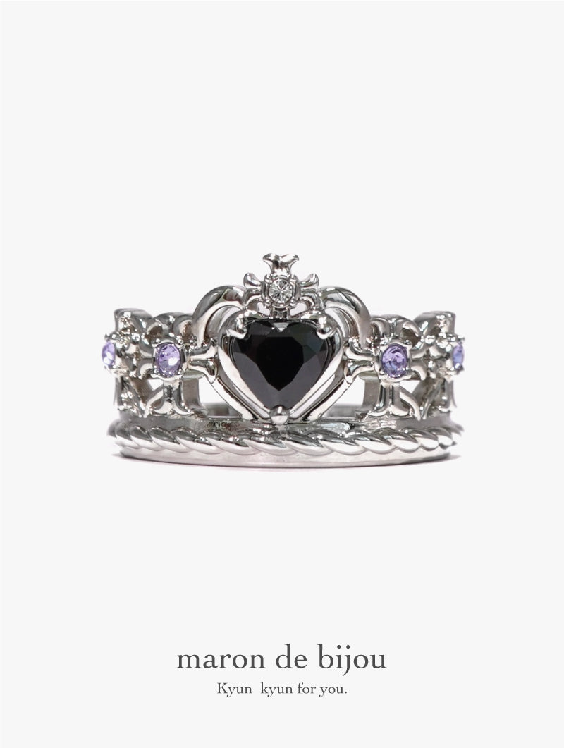 Heart Gothic Tiara Ring / Silver