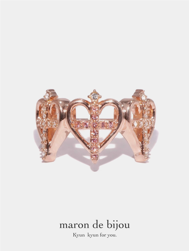 Cross sword Heart Ring / Rose Gold