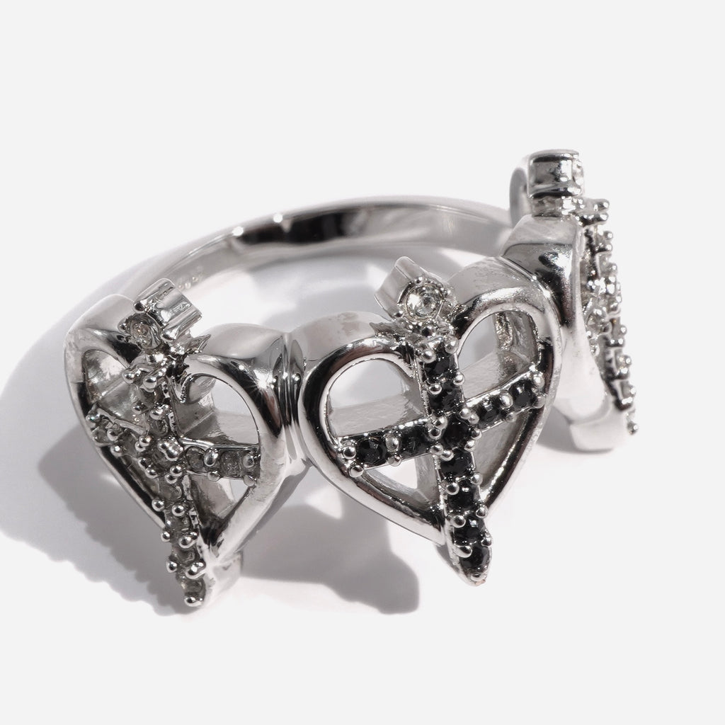 Cross sword Heart Ring / Silver