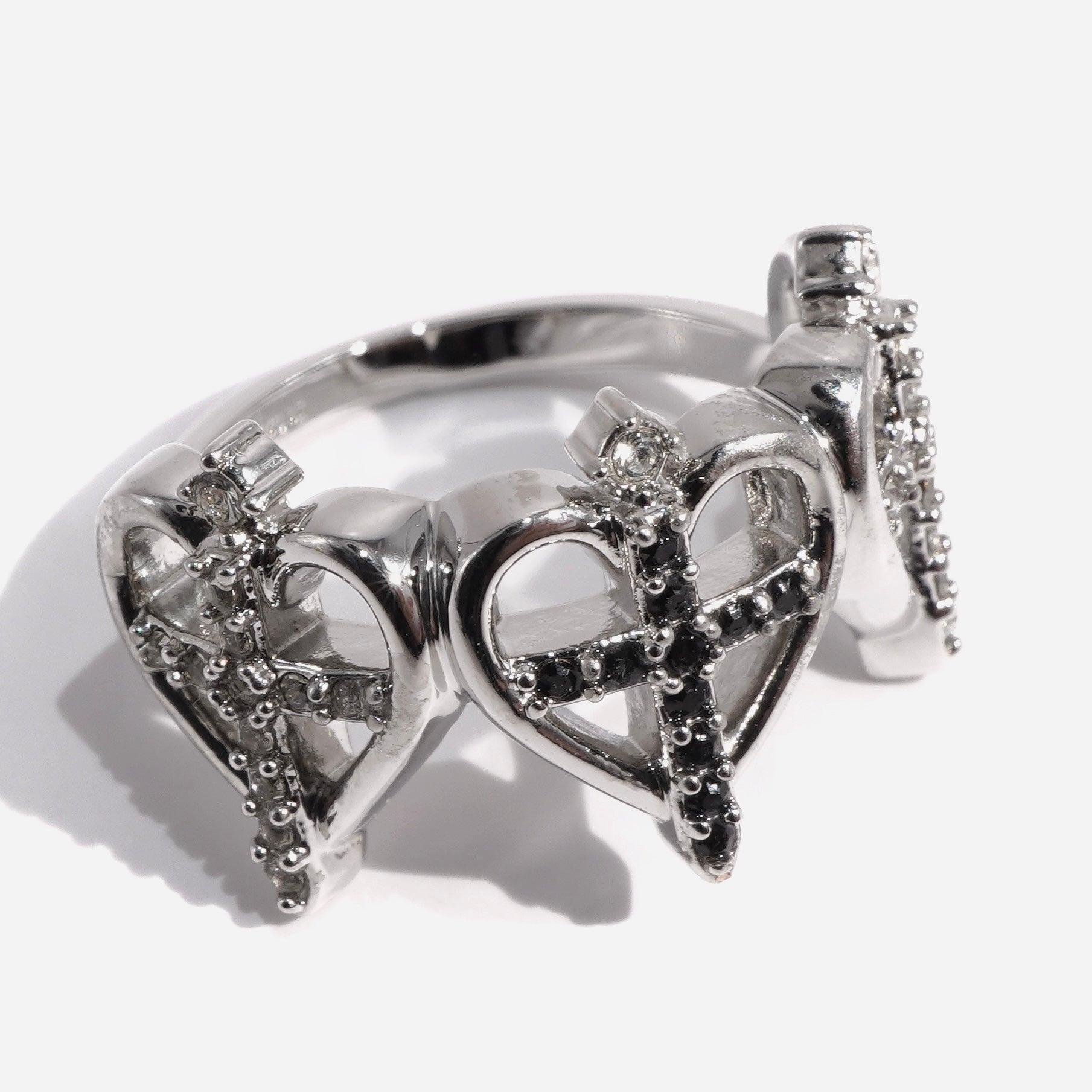 Cross sword Heart Ring / Silver