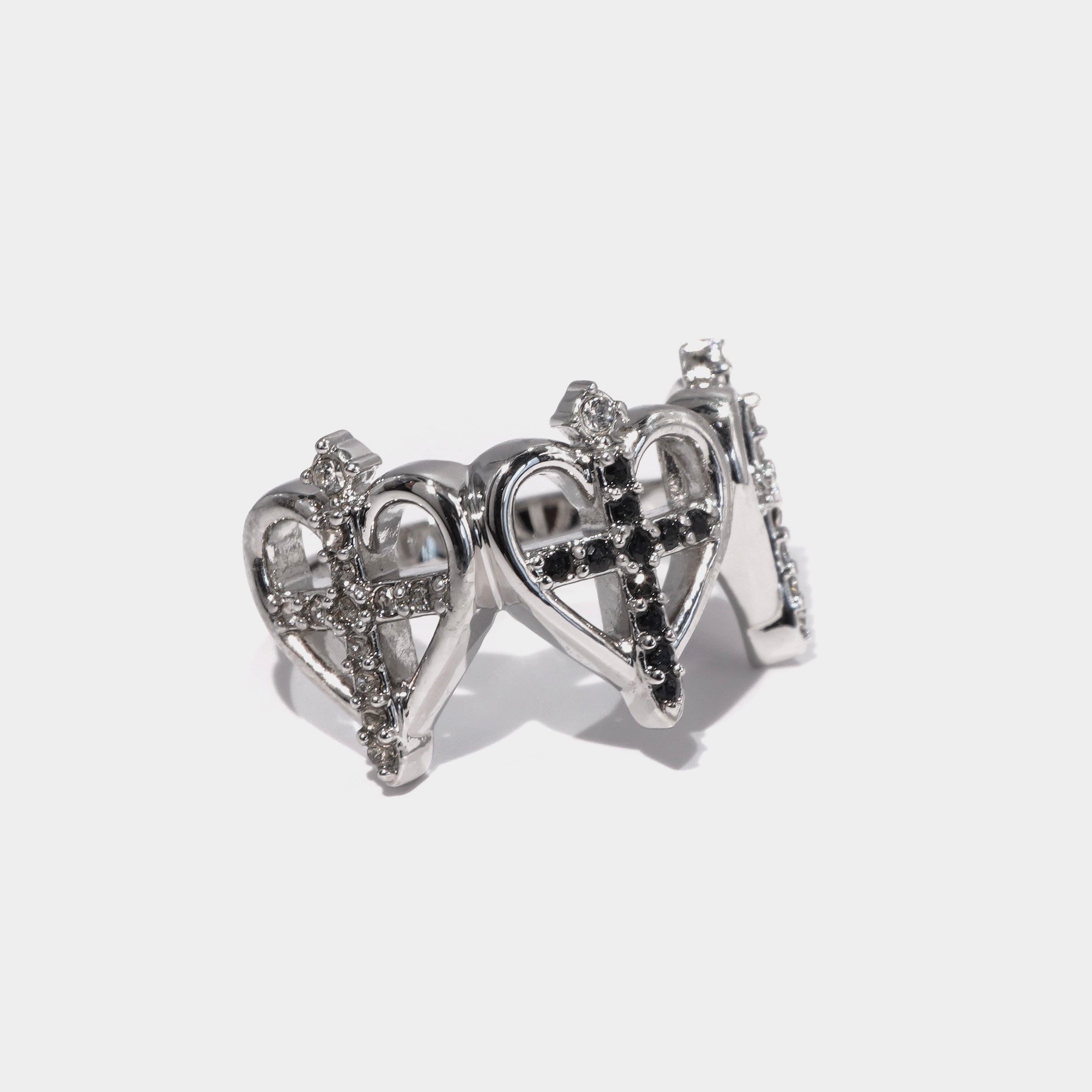 Cross sword Heart Ring / Silver