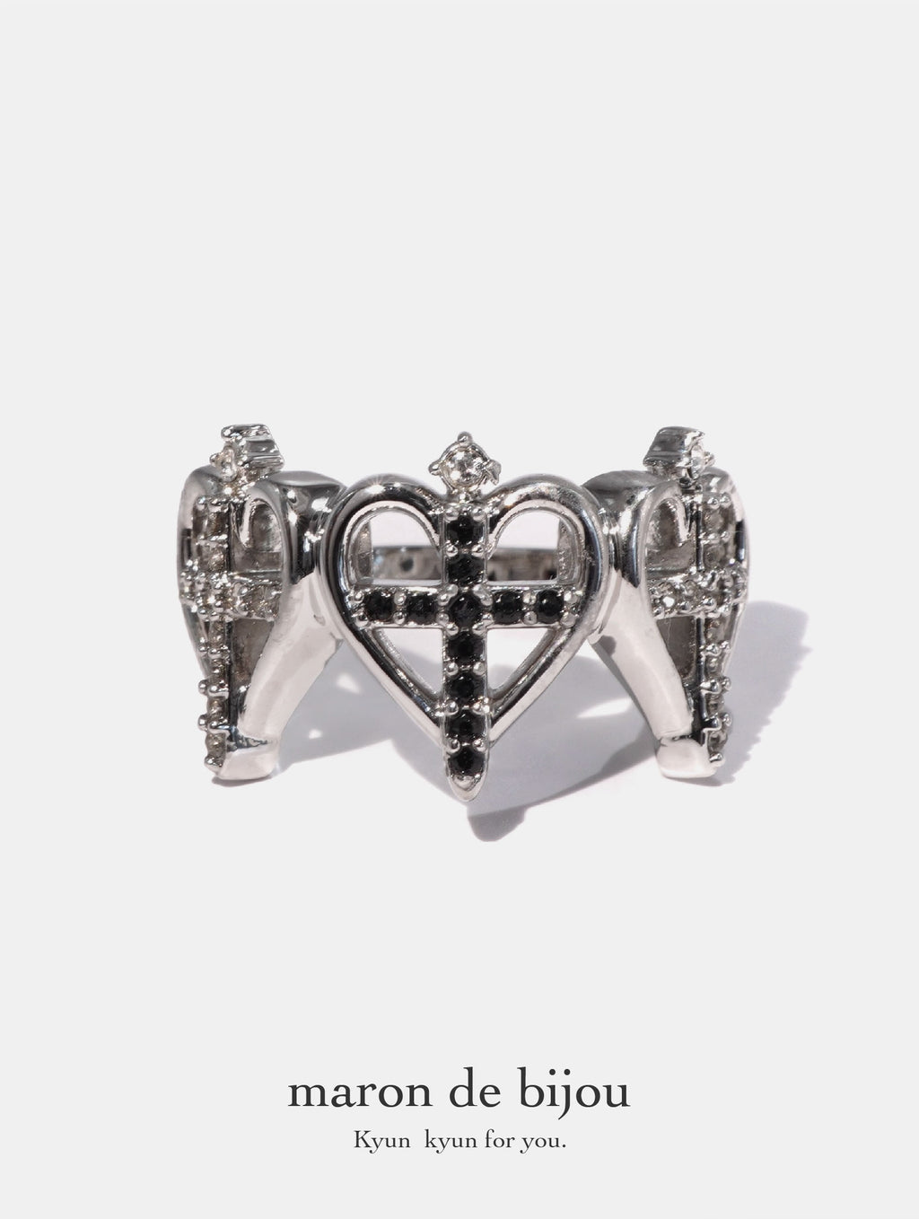 Cross sword Heart Ring / Silver