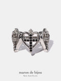 Cross sword Heart Ring / Silver