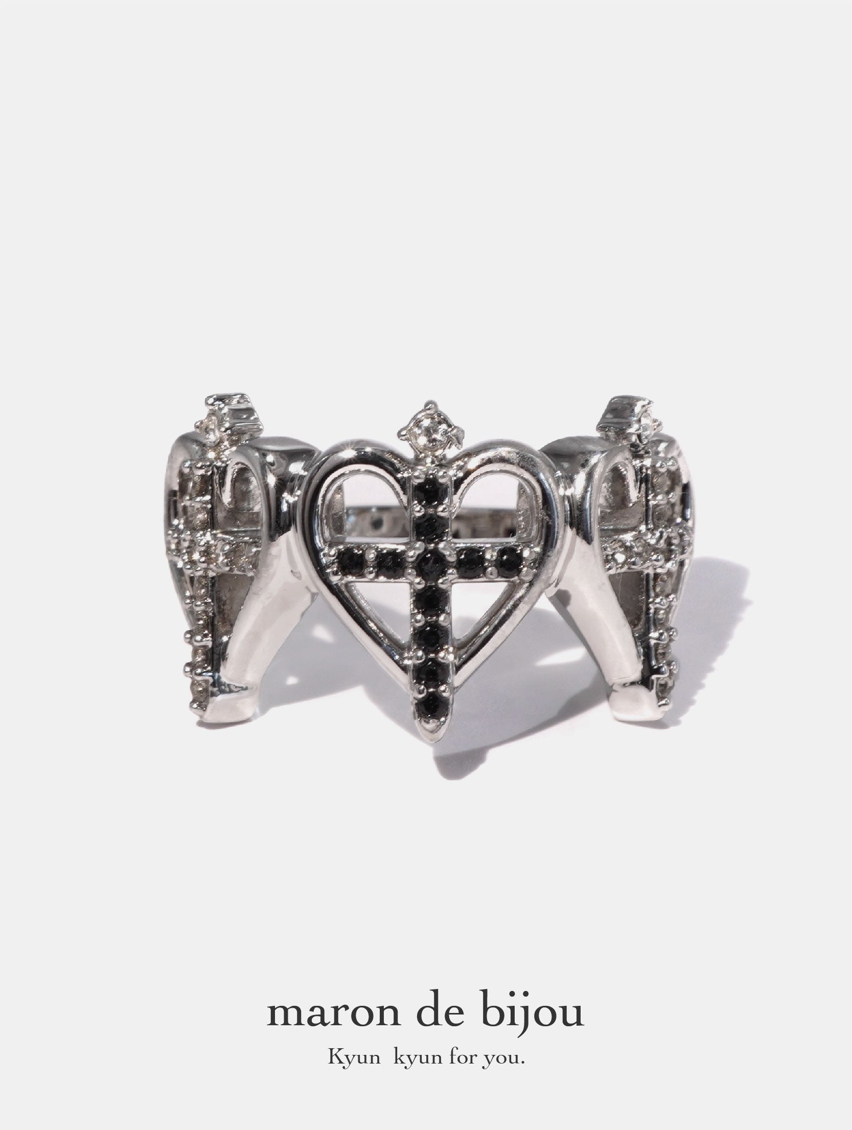 Cross sword Heart Ring / Silver