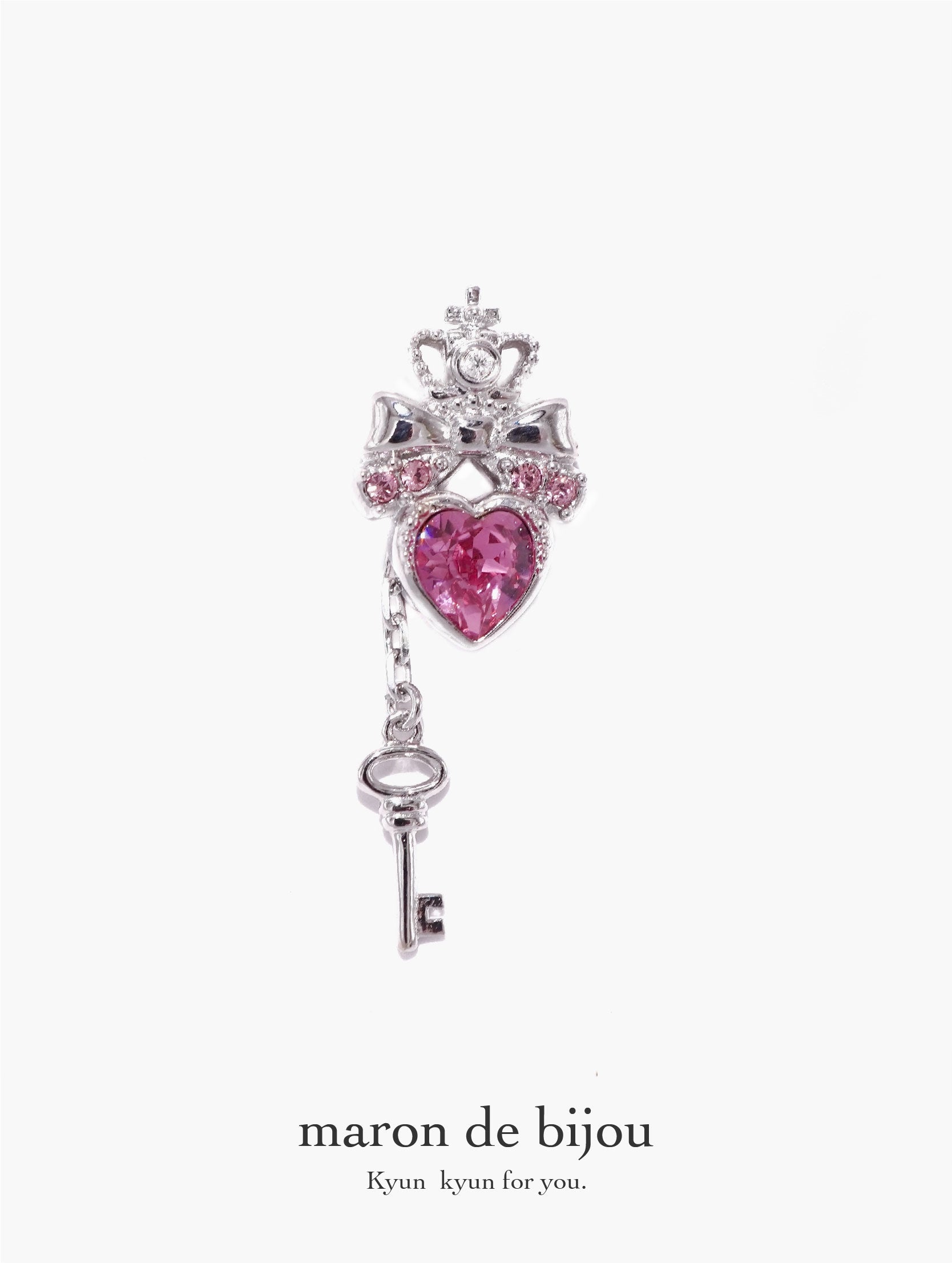 Princess Key Earring / Silver × Pink